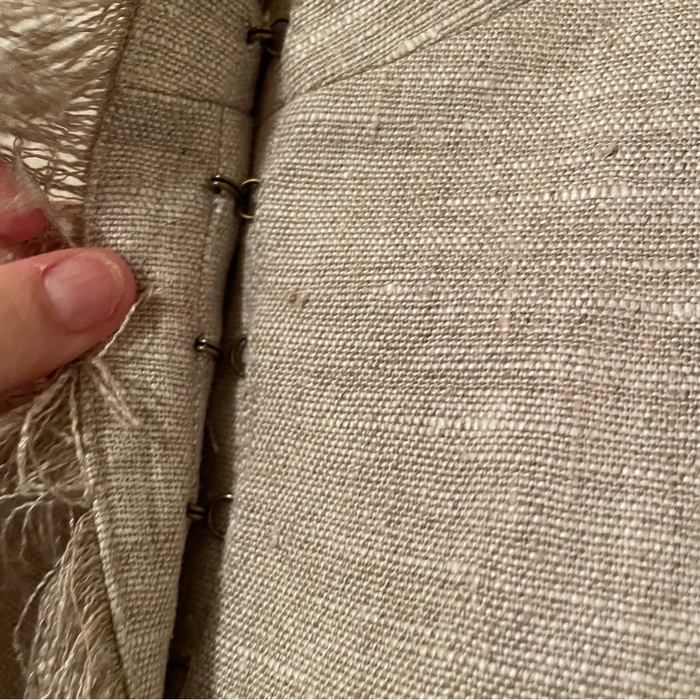 Boston Proper Women's Linen Blazer Raw Edge Size 10 Tan Office Classy - Picture 11 of 11
